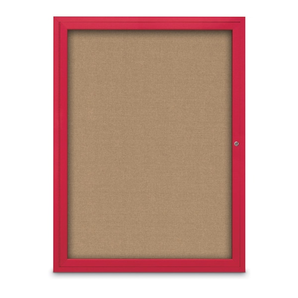 Slim Enclosed Corkboard, 18"x24", Satin Alum Frame/Surf